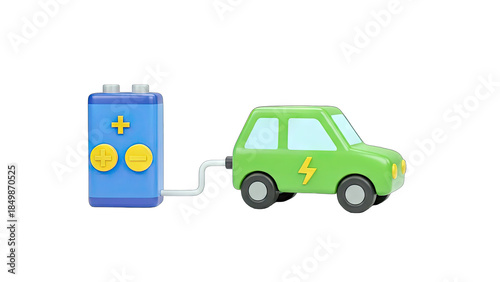 Electric Car Charging with Battery - Sustainable Energy Concept