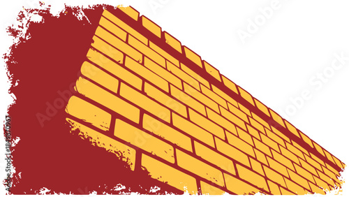  Stylized Orange Brick Wall Graphic Perspective with Rough Background Element