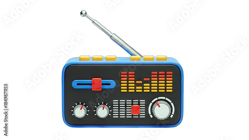 Retro Radio Icon on White Background
