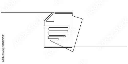 Clipboard with checklist icon continuous one line drawing of outline vector illustration, One continuous line vector drawing of a folder. Outline documents background icon. Saving securities vector