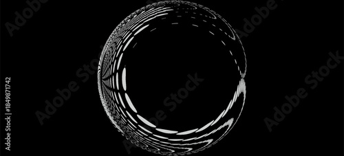 Flowing dot particles wave curve pattern blue and green gradient light isolated on black background in concept of AI technology, science, music. Vector illustration