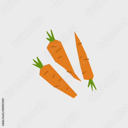 Fresh carrot illustration. Simple icon of root vegetable for farmers market advertising. Vector symbol of harvested salad vegetables in minimal flat style.