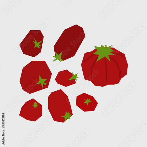 Fresh tomato illustration. Simple icon of organic fruits or vegetables for farmers market advertising. Vector symbol of harvested food in minimal flat style.