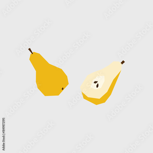 Fresh pear illustration. Simple icon of organic fruits for farmers market advertising. Vector symbol of harvested food in minimal flat style.