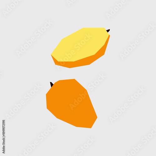Fresh mango illustration. Simple icon of organic fruits for farmers market advertising. Vector symbol of harvested tropical food in minimal flat style.