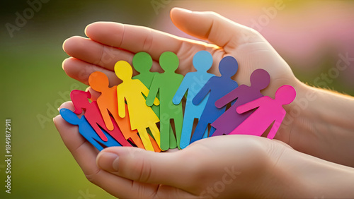 Diversity and inclusion represented by colorful paper cutouts