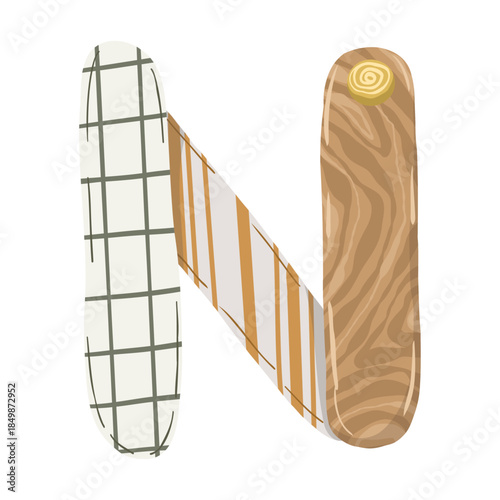 Hand-drawn boho baby nursery vector set with clothes, strollers, and nature elements in neutral earthy tones for kids' textile, stationery, and room decor