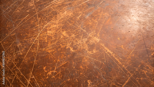 Fotografia Closeup texture background of a heavily scratched and worn dark brown leather su