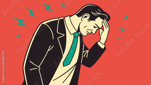 Professional Man Experiencing Stress, Headache, and Mental Strain