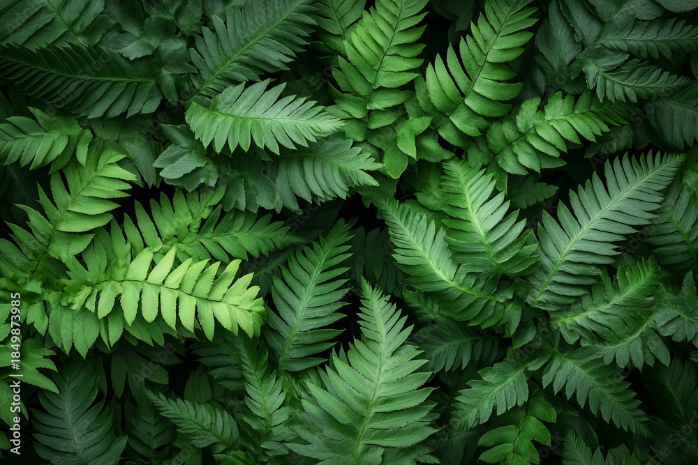 Obraz premium Lush Green Ferns in a Sunlit Forest, Nature s Embrace of Vibrant Flora and Serene Beauty