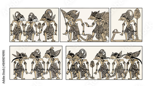 Vintage Illustration of Knights and Horses.