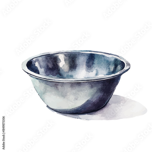 A vectorized, Hand-painted style, vector set available in EPS An Elegant watercolor painting design_Watercolor_style_painting_of_a_metal_kitchen_bowl