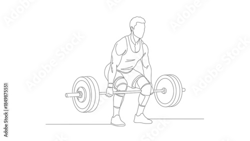 Man lifting weights in a strong and focused stance with determination