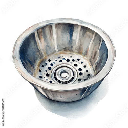 A vectorized, Hand-painted style, vector set available in EPS An Elegant watercolor painting design_Watercolor_style_painting_of_a_metal_kitchen_sink