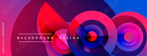 Abstract colorful layers create dynamic background. Circles overlap, forming vibrant visual composition. Modern design elements present smooth gradients.