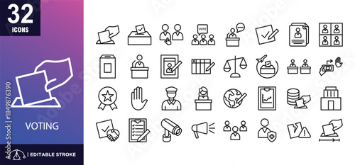 Voting line icon set