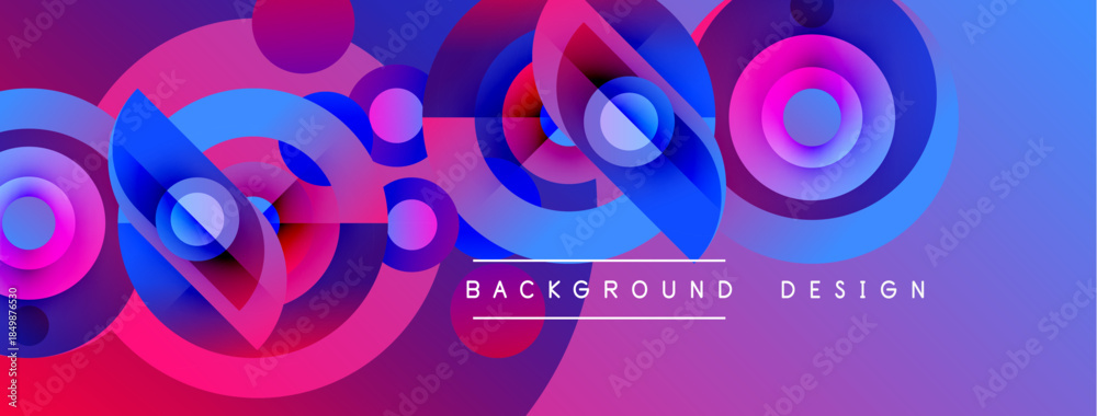 Fototapeta premium Abstract vibrant circles overlap, creating dynamic colorful background. Gradient hues blend, forming modern design element.