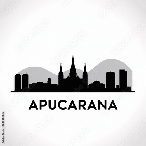 Apucarana Parana Skyline Silhouette — A Historic City in Southern Brazil Vector Illustration