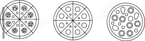 pizza isolated in White Background, pizza vector, Flat lay vector illustration. Pizzeria symbol. Fast food sign. Italian pizza on a white background.