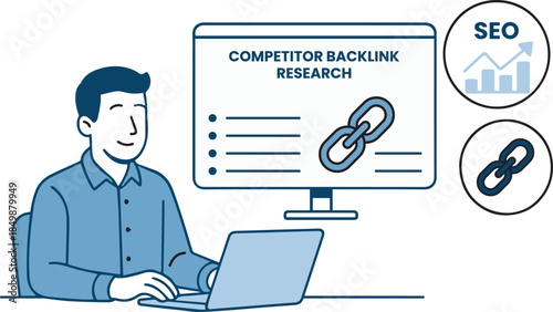 Competitor Backlink Research for SEO Strategy and Link Building Opportunities Vector Illustration