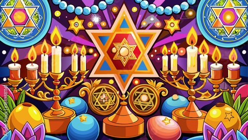 Celebrating hanukkah with vibrant symbols