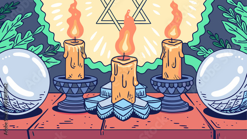 Mystic candle ritual with crystal balls