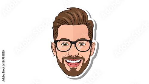Cartoon Man with Glasses and Beard