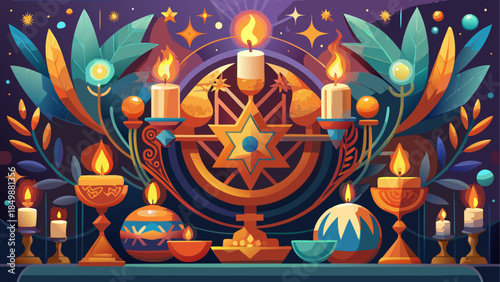 Celebrating hanukkah with a menorah