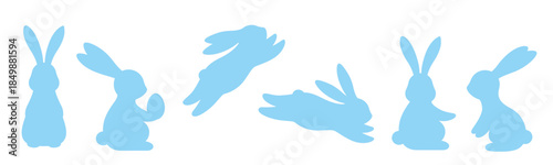 Easter bunny silhouettes set, rabbit icons collection for spring holiday design, vector