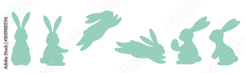 Easter bunny silhouettes set, rabbit icons collection for spring holiday design, vector
