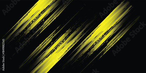 Modern halftone yellow dots pattern and black gradient grunge texture background. modern background eps10