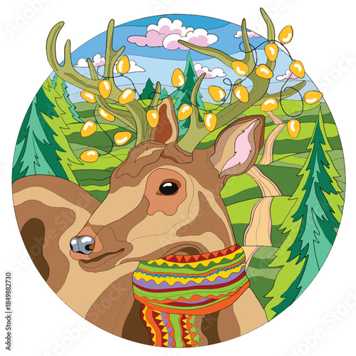 Reindeer are ready to deliver Christmas presents to good children.eps