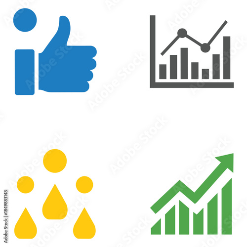 Business success growth approval icons