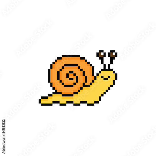 pixel art snail 8 bit vector icon for computer game logo 