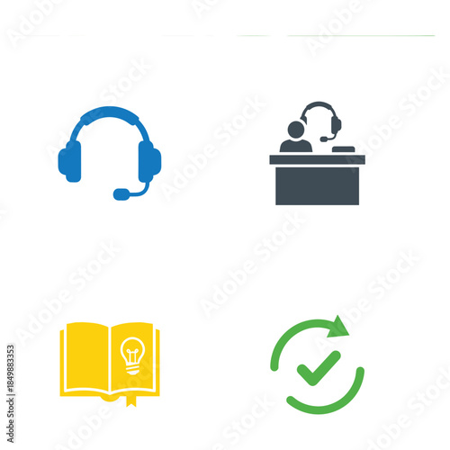 Customer service support icon set