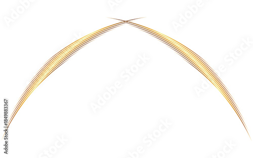 Symmetrical Golden Metallic Arches and Luxurious Shiny Curves Isolated on White Background for Premium Beauty, Jewelry, and Hair Care Brand Identity