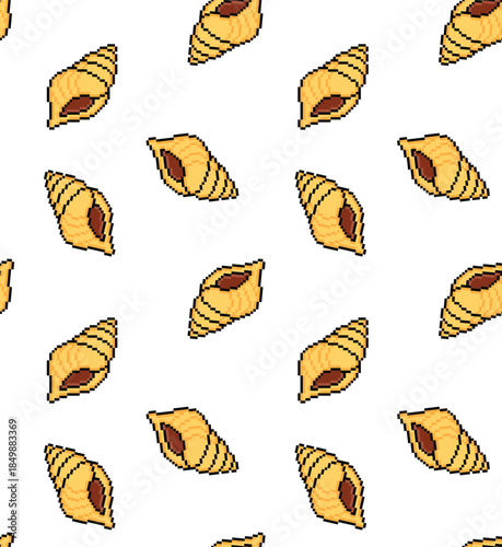 pixel shell  Seamless Pattern vector background pixel art for 8 bit game	