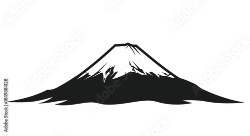 Simple black and white silhouette illustration of the iconic Mount Fuji in Japan, representing Japanese culture and nature.