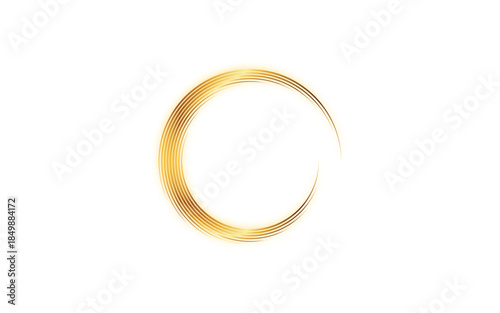 Luxury Golden Enso Circle with Metallic Texture Isolated on White Background