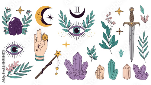 Set of Hand-drawn Line Art Icons Including Gear, Home, Female Gender Symbol, Magnifying Glass, Heart, Refresh, Cloud, and At Symbol, Isolated White Background.