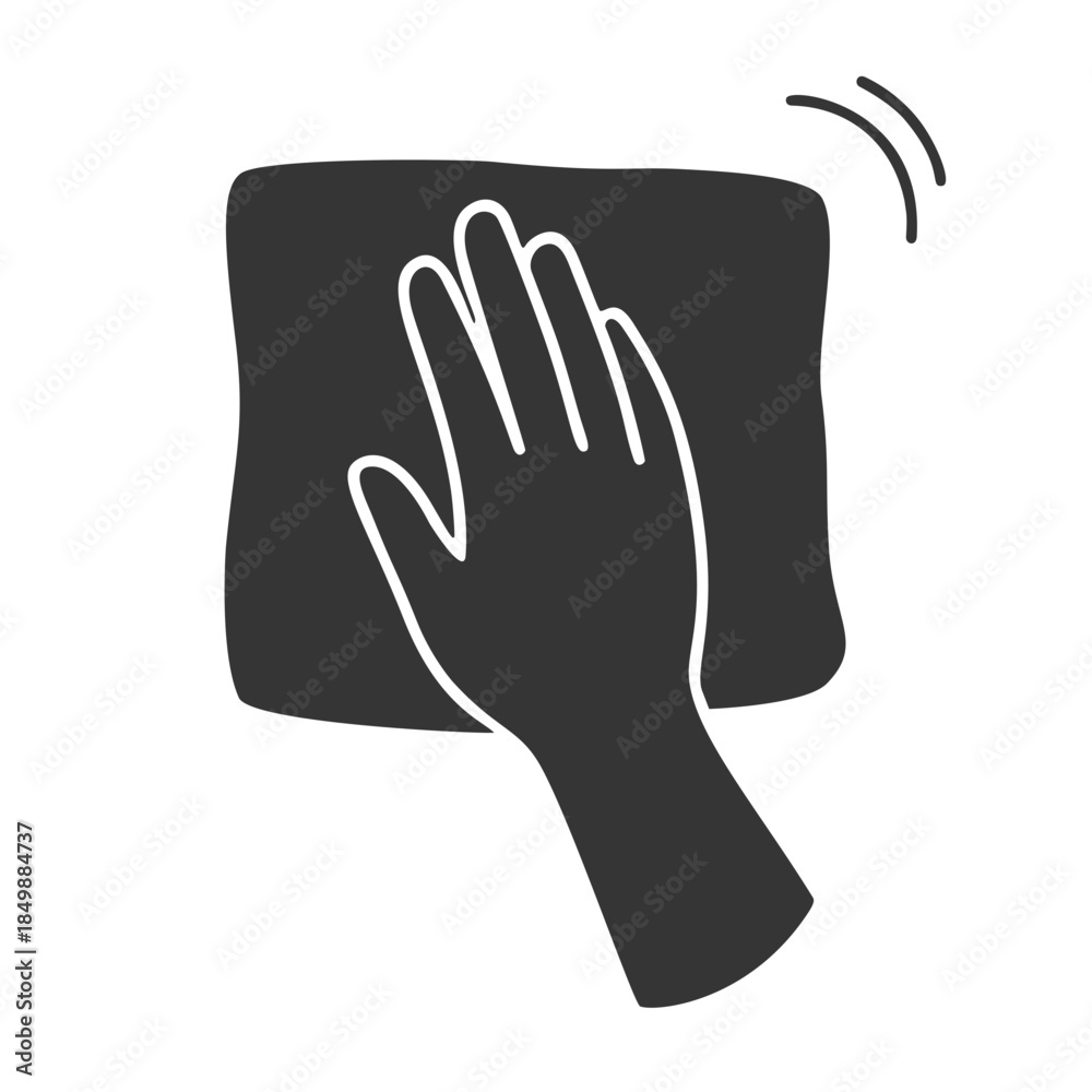 Obraz premium 拭き掃除をする手のシルエットアイコン