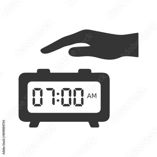 デジタル時計を止める手のシルエットアイコン