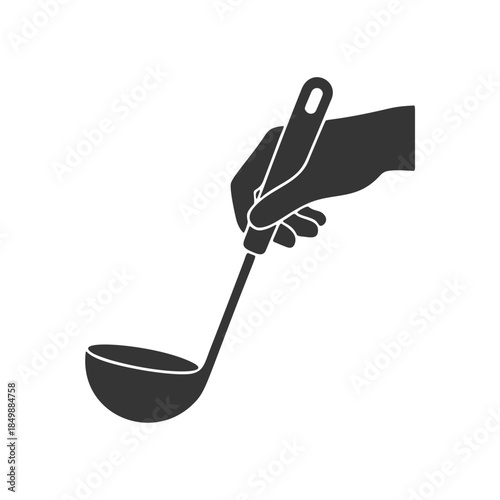 おたまを持つ手のシルエットアイコン