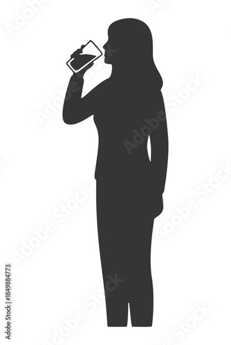 水を飲む女性のシルエットアイコン