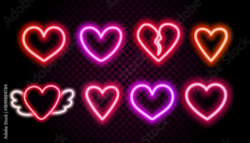 Heart sign neon bright signboard, light banner. Love vector illustration