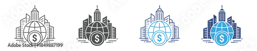 Global Business icon set. International Trade, Import, Export, Global Economy, Worldwide, Global Network concept , vector illustration . 