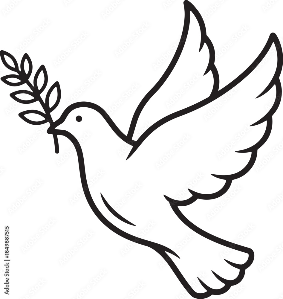 Obraz premium dove with peace pigeon birds flying illustration Peace dove icon vector clean line art simple freedom hope symbol design for social unity and awareness graphic