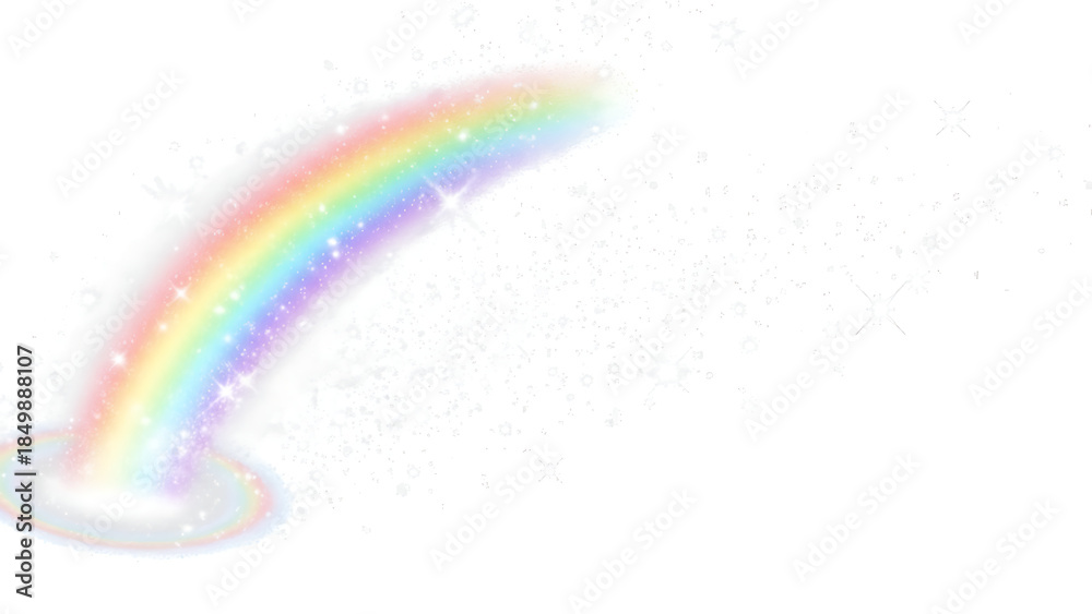 Fototapeta premium Vibrant and enchanting rainbow arching gracefully with sparkling light effects, creating a magical and dreamlike scene perfect for fantasy, celebration, and wonder