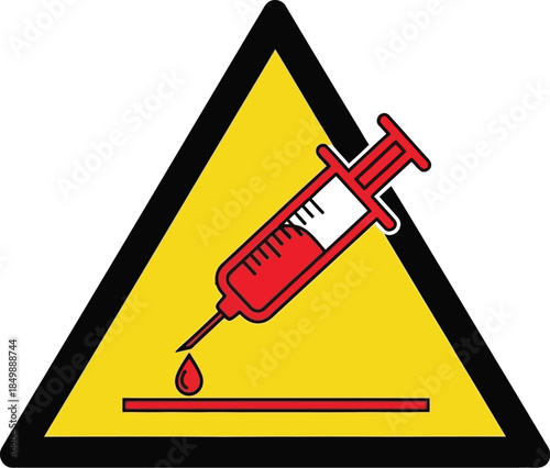 Warning sign with biohazard syringe symbol
