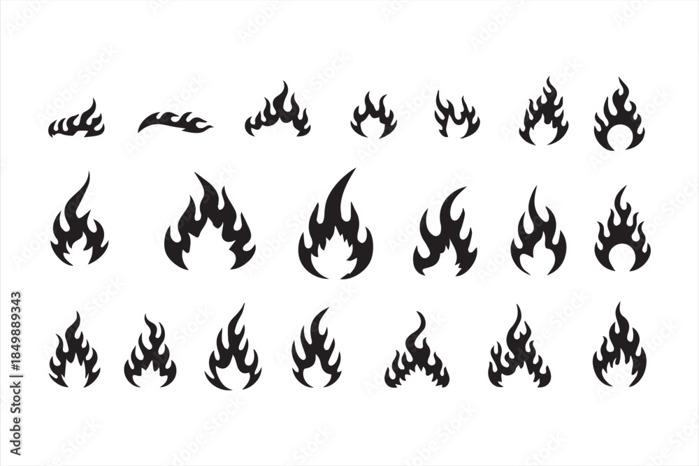 Obraz premium Fire abstract black silhouette flames for race car or tattoo.Flame decal